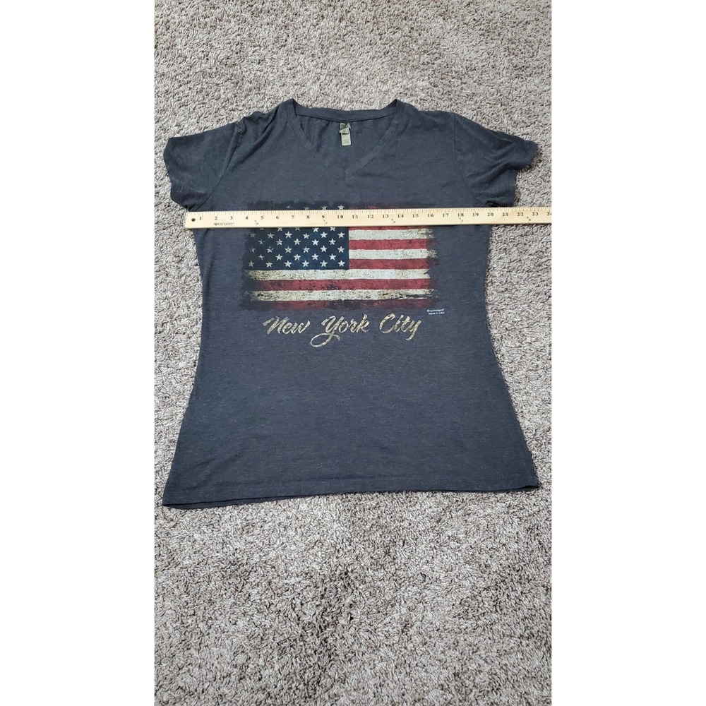 Womens T Shirt Size 2XL Gray Blue Red American Flag New York City Patriotic - Picture 4 of 6